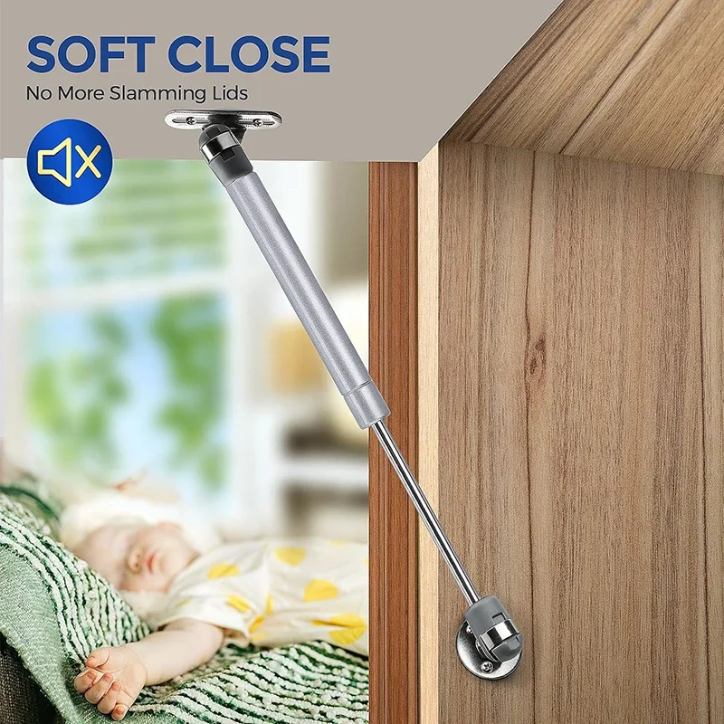 2Pcs 50-200N Cabinet Door Gas Spring Hinges，Safety Lift Support Kitchen Cupboard Door Pneumatic SpringStrut Hinges Hardware