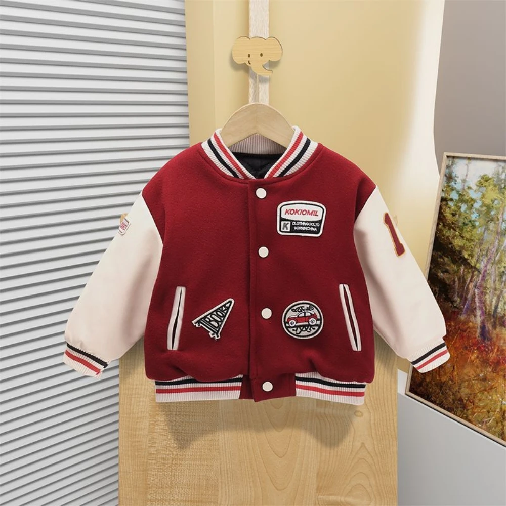 

Baseball Uniform 2023 Autumn Thicken Boys Girls Patchwork Spliced Printed Single Breasted Streetwear Fashion New O-neck Jackets