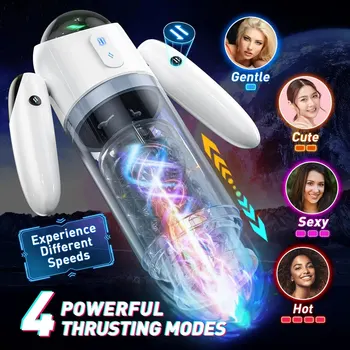 Automatic Male Masturbator with 4 Thrusting 7 Rotation Modes Pocket Pussy Stroker with 7 Color Ambient Lighting Sex Toys For Men