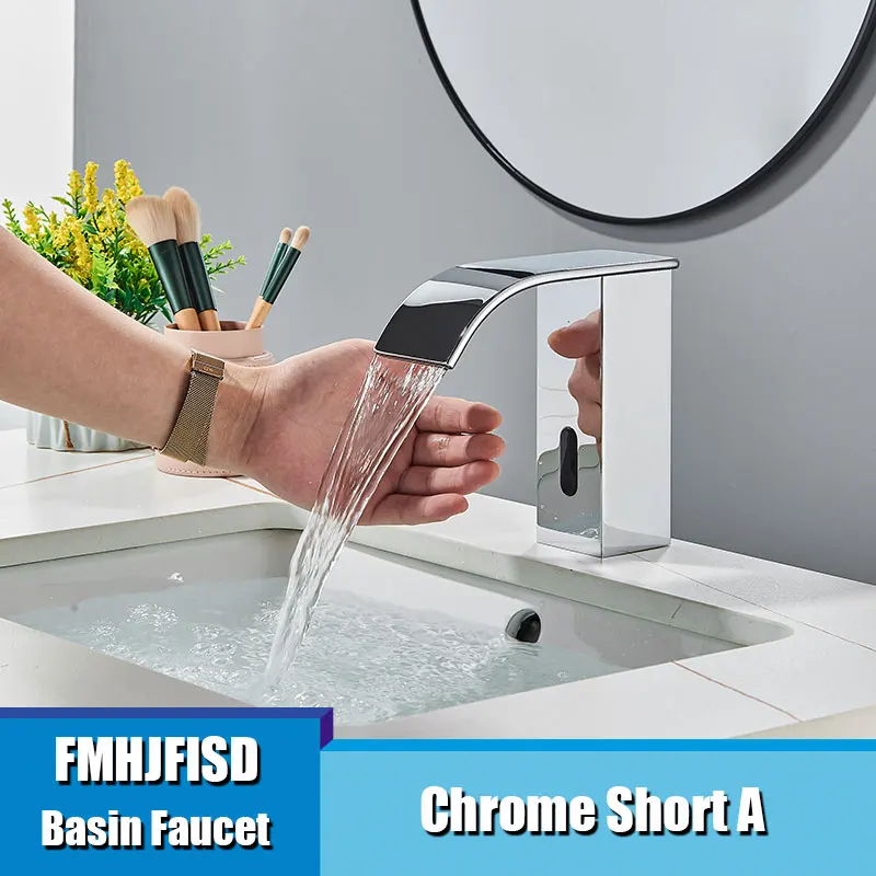 LANGYO – robinet automatique à capteur manuel intelligent LED, cascade  d'eau froide et chaude, montage sur pont, laiton massif, robinet de lavabo  à LED pour salle de bains - AliExpress