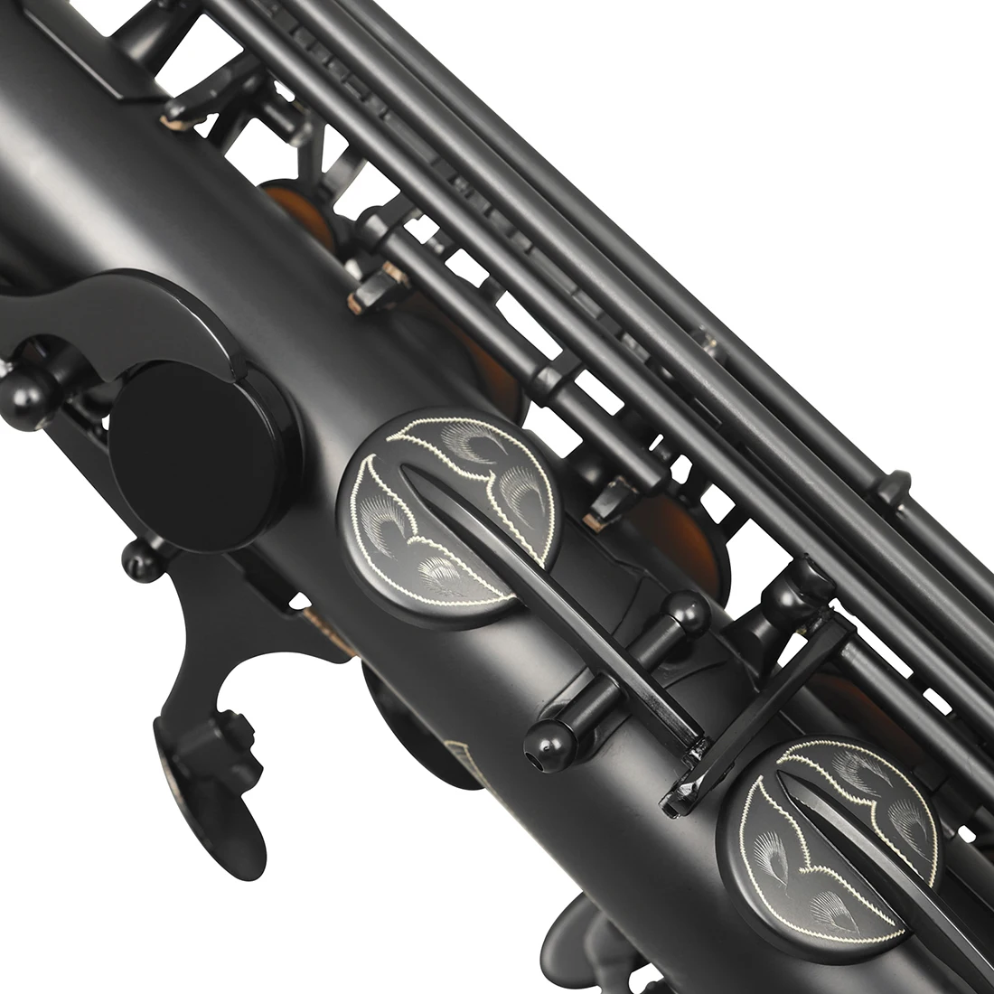 Slade Altsaxophon mit E-Flat Ton Messing Abalone Shell Keyed Saxophon mit Box Strap Reed Teile schwarz vernickelt/Gold – Detail 19