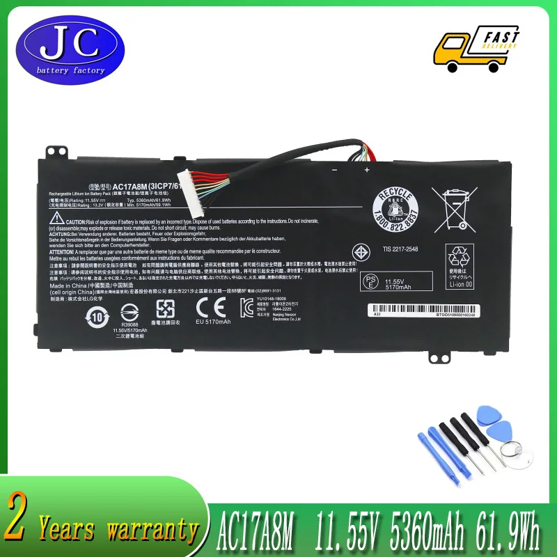 

JCLJF AC17A8M Battery For Acer Spin 3 SP314-52 SP314 For TravelMate X3410 TMX314-5 TMX3310-M TMX3410-M TMX314-51-M X3410-M