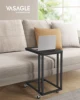 VASAGLE End Table, C Shaped TV Tray with Metal Frame Rolling Casters for Coffee Laptop Mobile Tablet, Industrial Side Table 2