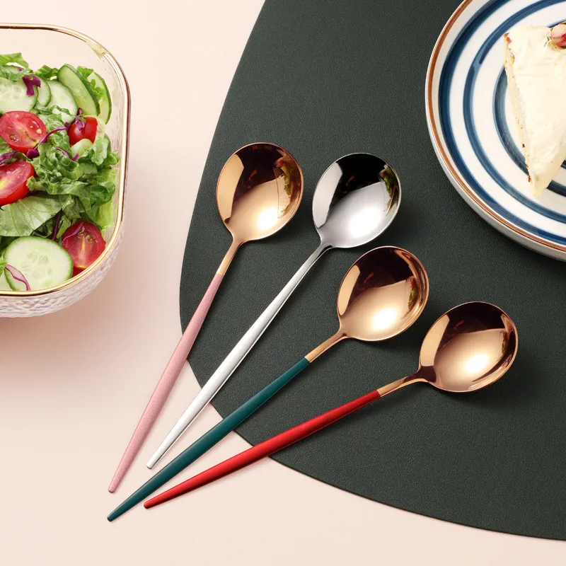 

Набор круглых ложек из нержавеющей стали, 5 шт., с длинной ручкой