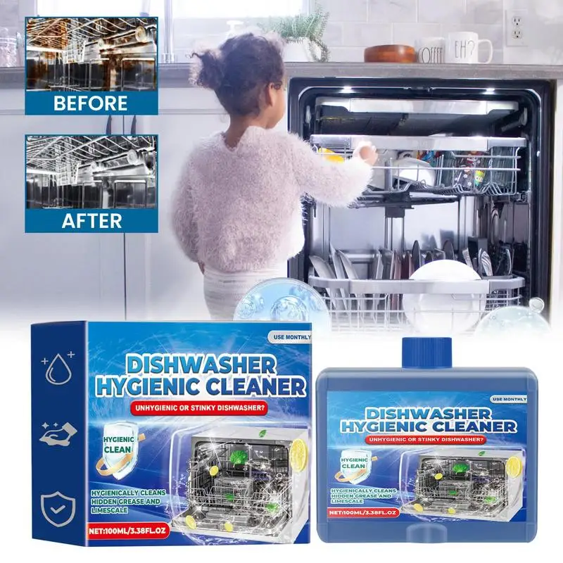Dishwasher Cleaner Deodorizer Dishwasher Detergent 100ML Natural Fresh Scent Fight Grease & Limescale Detergent For Sparkling