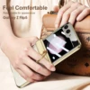 For Samsung Galaxy Z Flip 5 Case Electroplating Transparent Magnetic Folding Hinge Ring Bracket With Mirror Film Shockproof Case 6