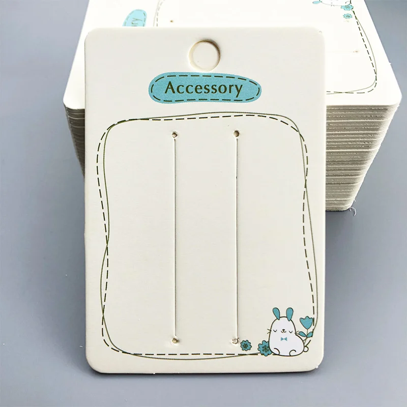 50pcs 6.8x10cm Hair Clip Display Cards White Paper Hair Bow Rectangular