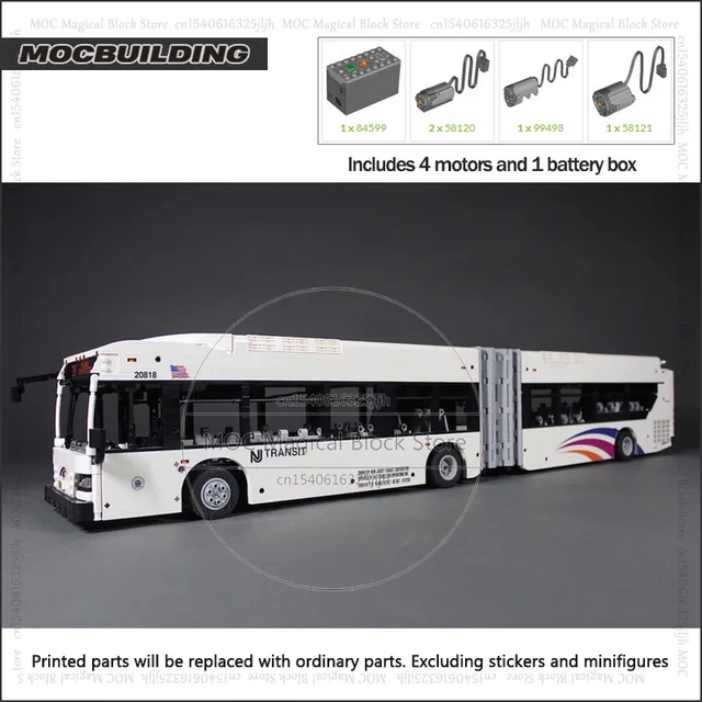 City Car Moc New Flyer XD60 Articulated Bus Building Blocks
