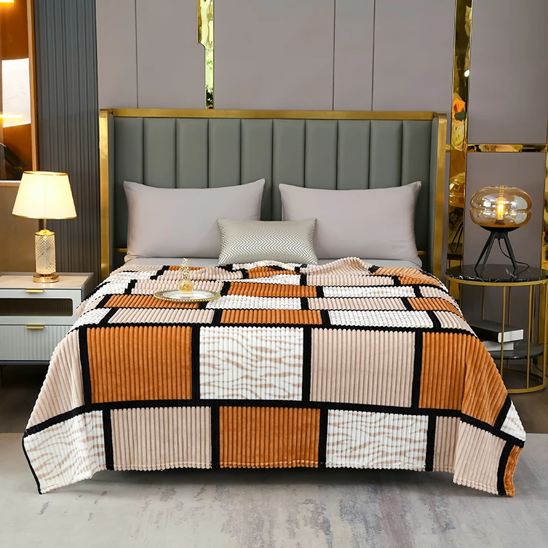 2024 New cross-border e-commerce plaid drawing a magic velvet printed blanket flannel milk velvet cover blanket 2