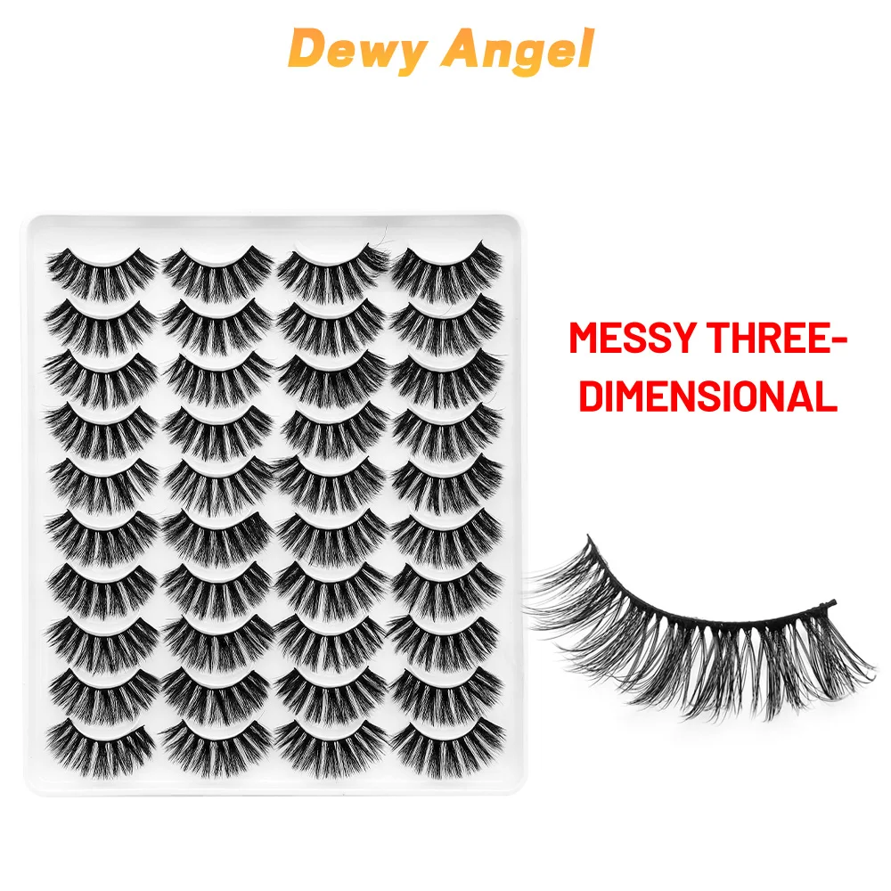 

20 пар натуральных нечистоплотных накладных ресниц Dewy Angel из искусственной норки 3D-Wispy пушистые ресницы для макияжа глаз