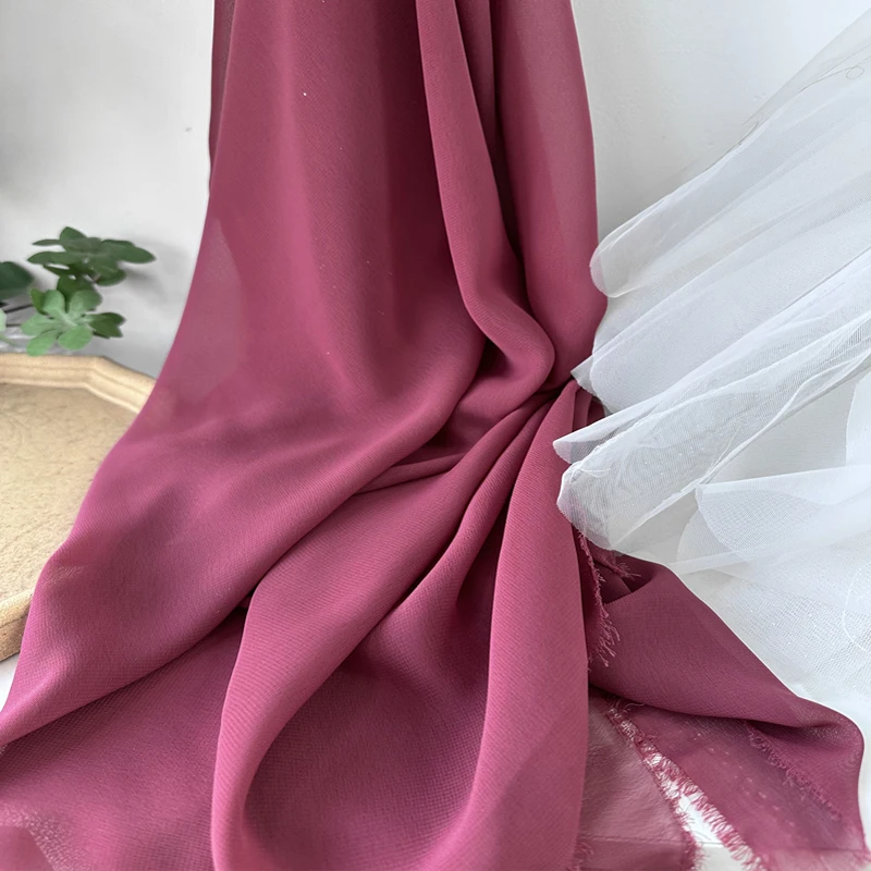 Elegant Purple Red Chiffon Georgette Fabric