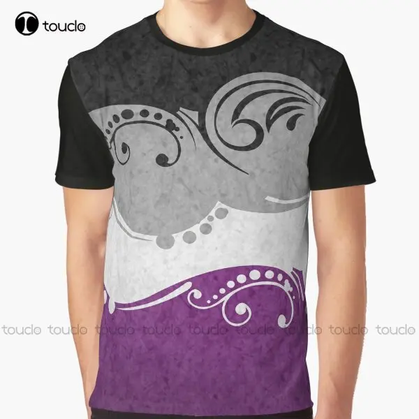 

Fancy Swooped And Swirled Asexual Pride Flag Background Graphic T-Shirt Custom Aldult Teen Unisex Digital Printing Tee Shirts