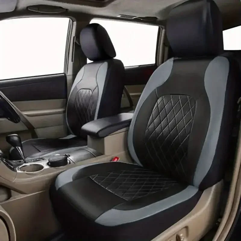 Premium Quilted PU Leather Car Seat Cover Set - Comfort Support, Universal Fit, 2/5-Seat