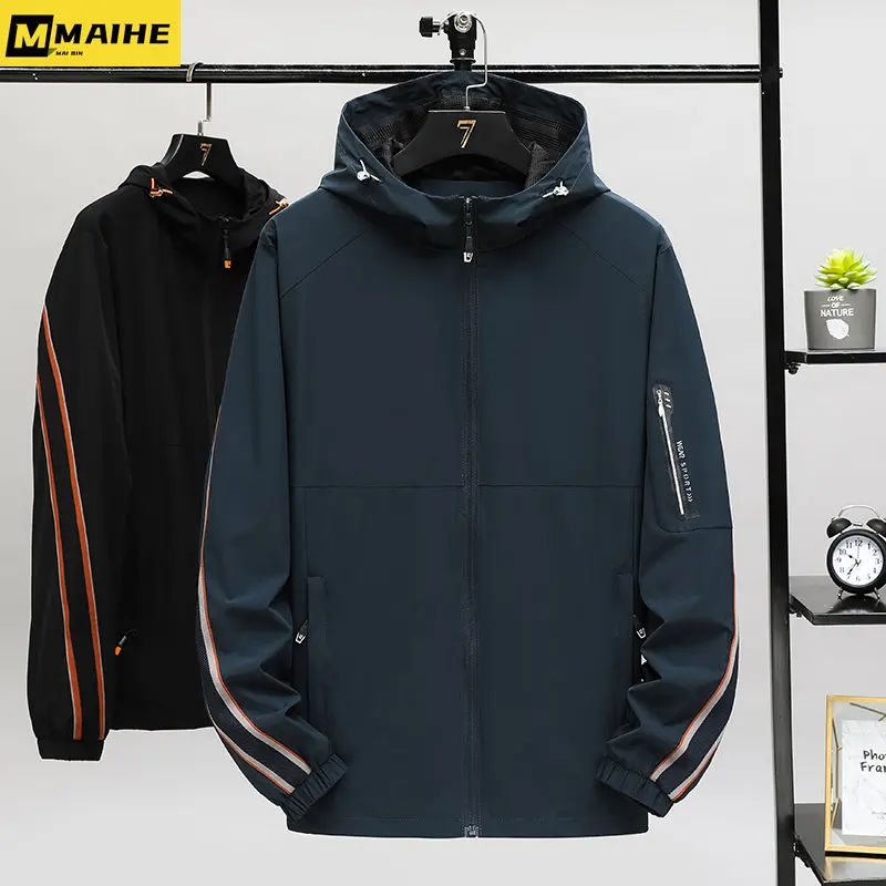

Plus size Spring jacket Men's hoodie Korean fashion wear with zipper pocket bomber Jacket New track running jacket hoodie coat