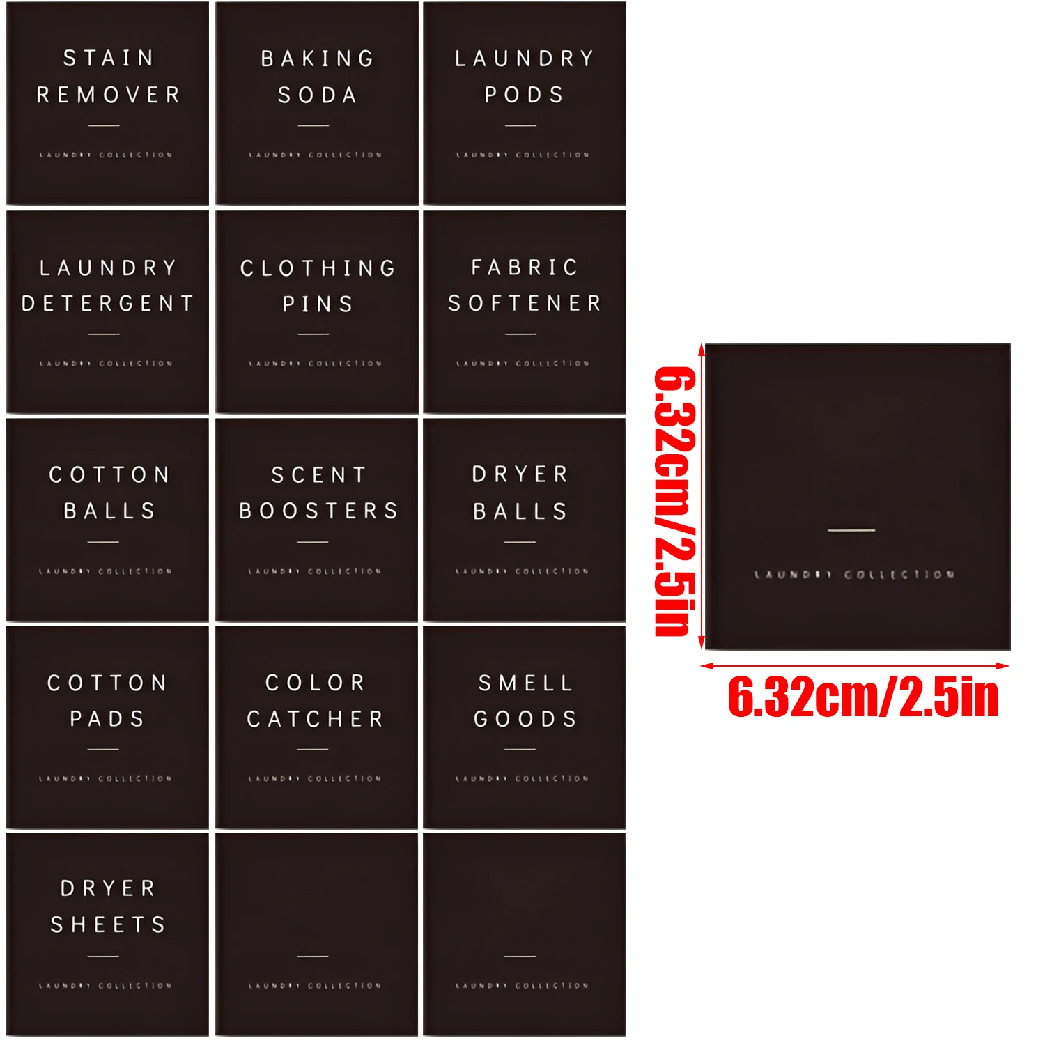 15pcs Black Laundry Room Organizer Stickers Waterproof Self Adheisve Labels for Laundry Detergent, Pods, Dryer Ball