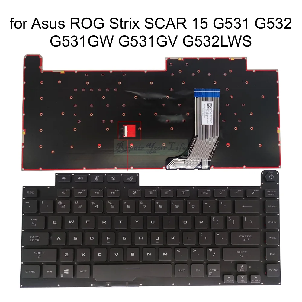 Teclado Retroiluminado Rgb dos Eua para Asus Rog Strix G531 G532 G531gw G531gv G531gt G532lws G532lv G532lw Inglês V184262as1 0kn18t1us11 - Imagem 4