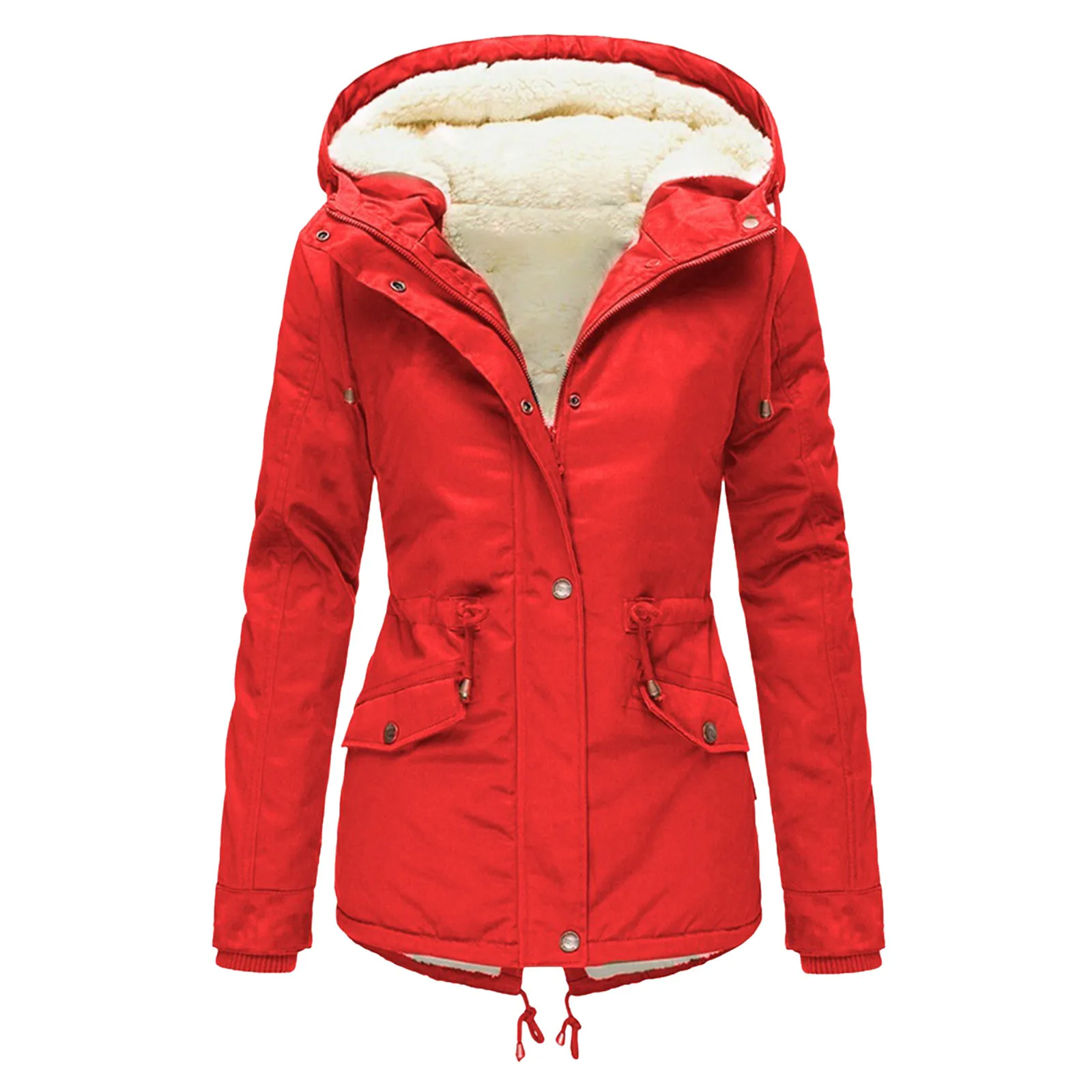 

Winter Coat For Women Fashion Drawstring Thicken Hoodie Plush Lined Winter Overwear Warm Inside Hooded Windproof Parka Coat топ