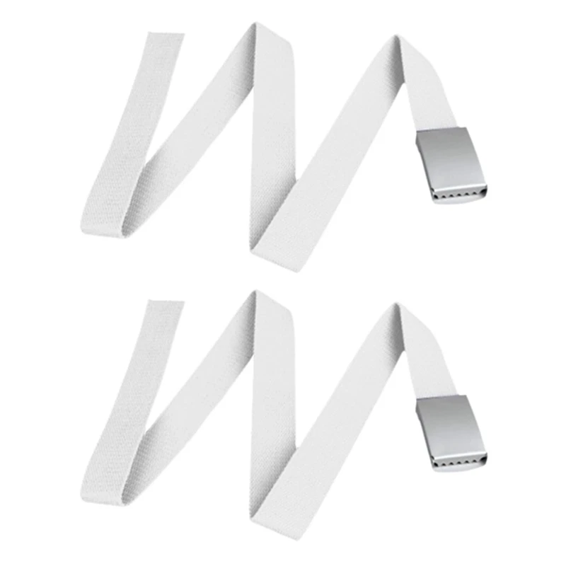 

2X Canvas Cotton White Belt Belts Textile Ribbon Belt
