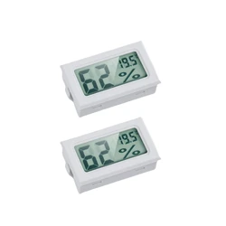 Compact Digital Hygrometer & Thermometer with LCD Display for Humidity and Temperature Monitoring (2pcs White)