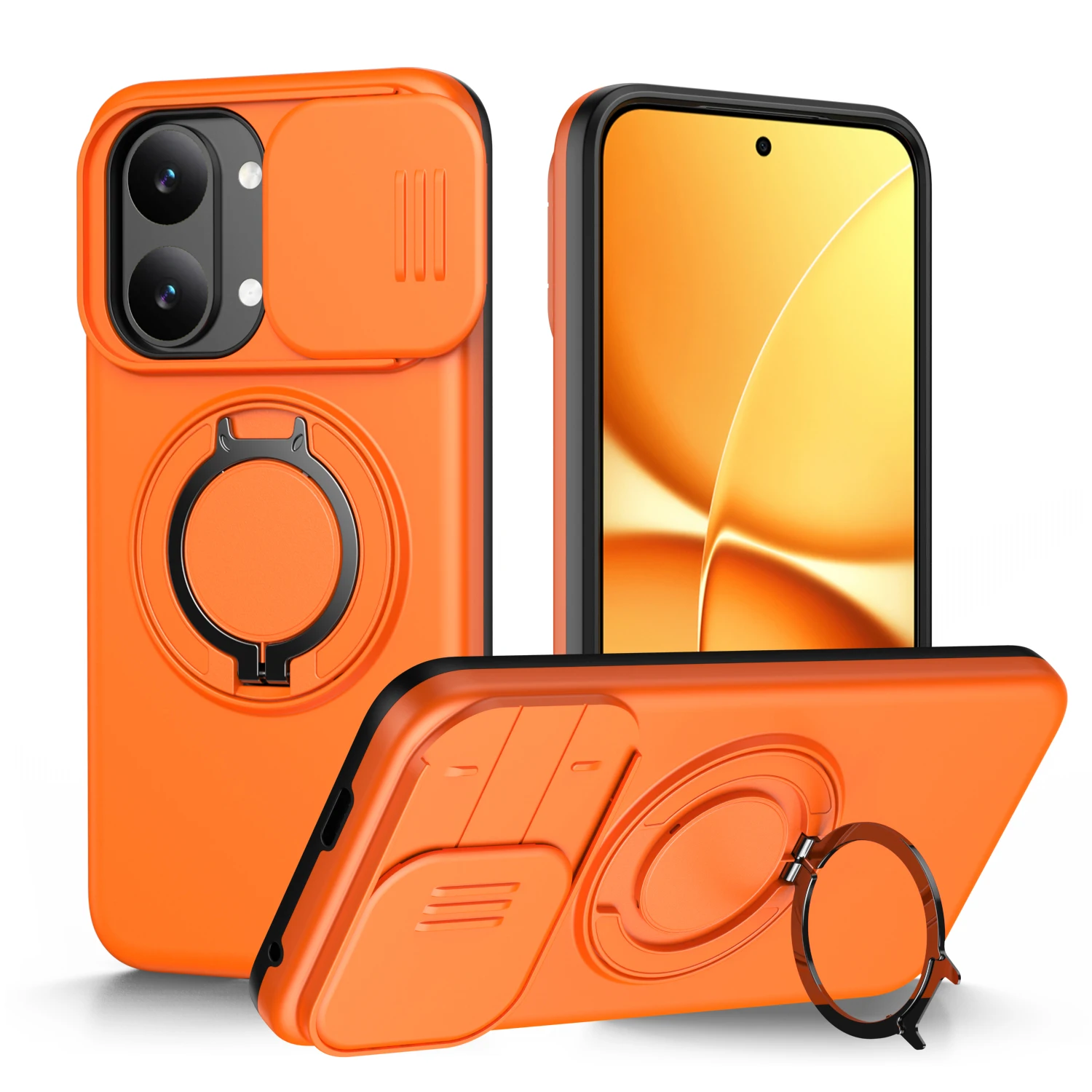 Slide Camera Protection Shockproof Magnetic Back Cover with Upright Kickstand