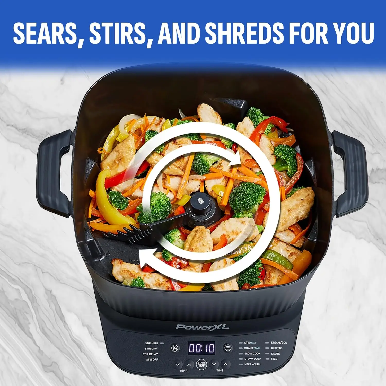 DELUXE 7.5 Quart Digital Multi-Cooker with Automatic Paddle to Stir and Shred, 9 in 1 programmable presets to Sauté, Sear, and B 3