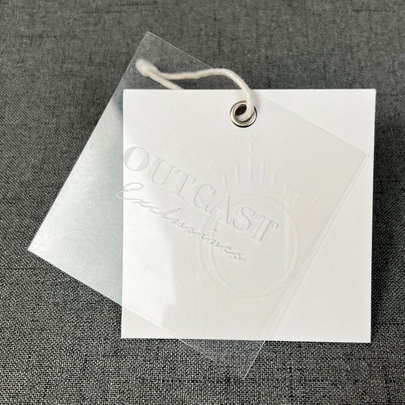 Labels Women's Clothing Tag Listing Thick Cotton Card Textured Paper Transparent PVC Printing Logo Custom