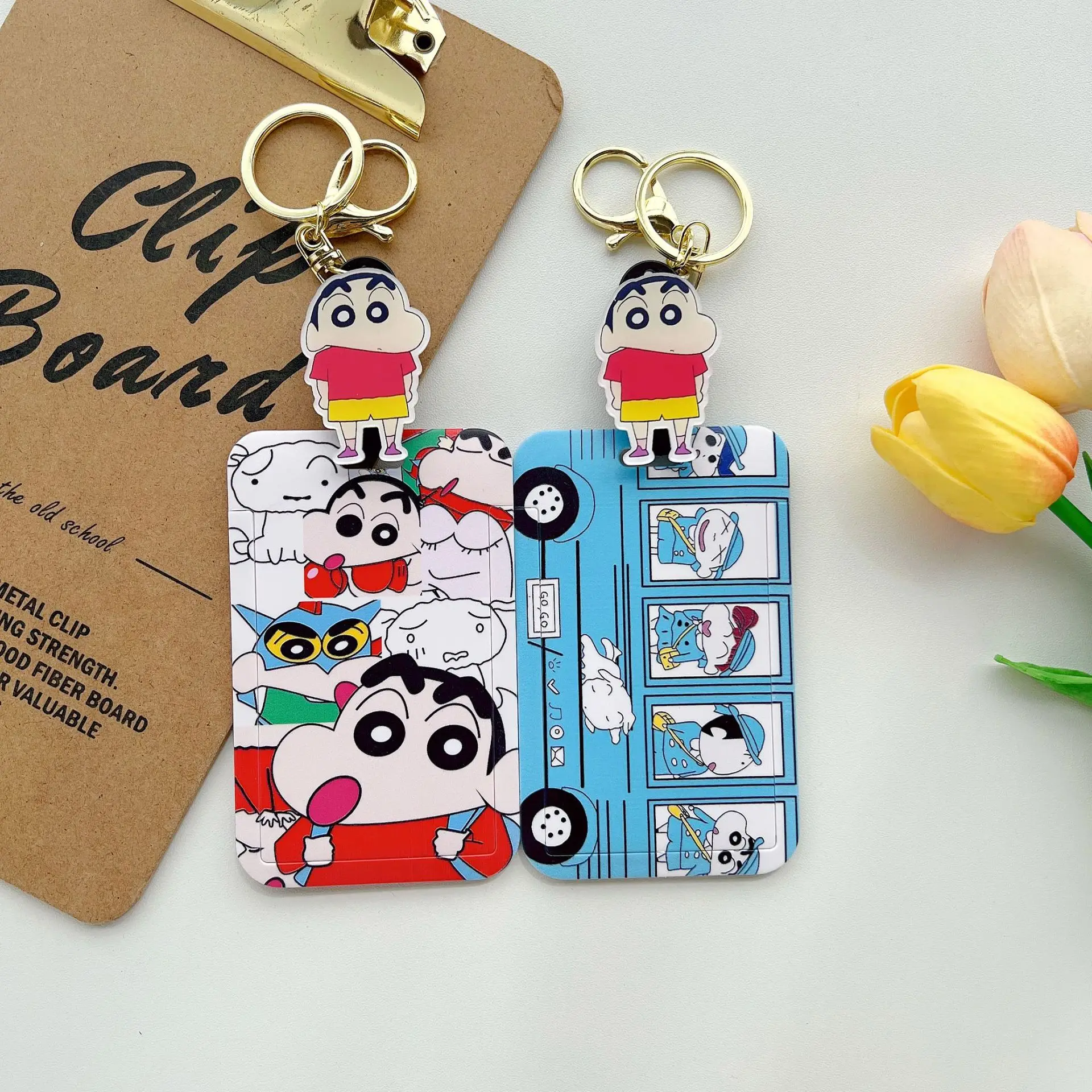 Kawaii Crayon Shin-chan Keychain and Card Holder Accessory