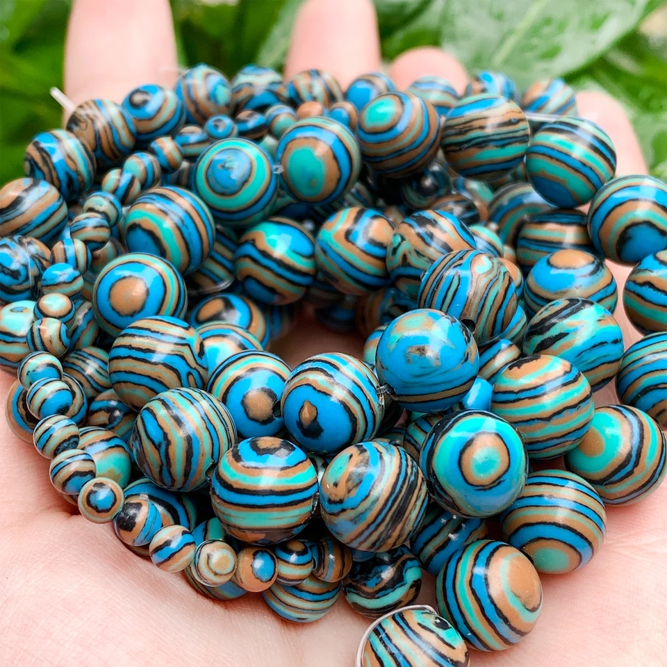 Natural Blue Malachite Stone Smooth Round Beads For Jewelry Making DIY  Bracelets Handmade Accessories Wholesale 4/6/8/10/12mm - AliExpress