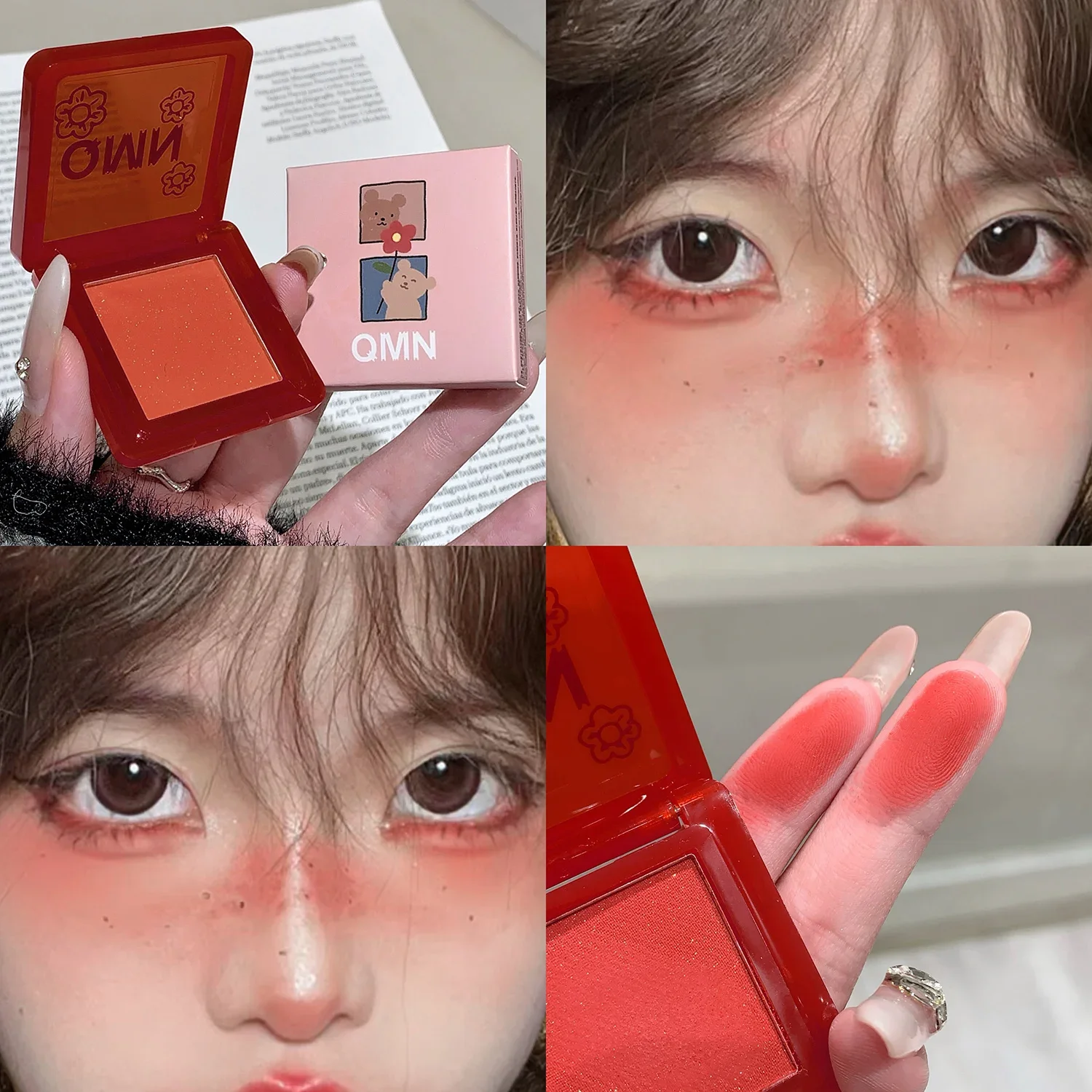 Rosso Red Brighten Face Blush Palette Face Contouring Blusher Cheek Tint Peach Rouge Waterproof Monochrome Matte Female Makeup powder blusher,blush powder,blush plate,facial blusher,monochrome blush