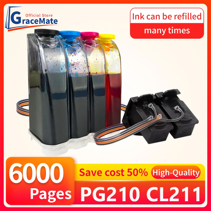 

PG210 CL211 Ciss Ink Tank Kit Replacement Ink Cartridge for Canon PIXMA IP2700 IP2702 MP240 MP250 MP260 MP480 MX320 MX340 410