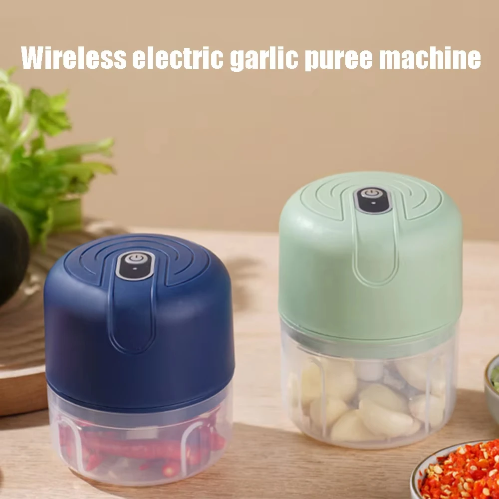 Electric Garlic Grinder USB Wireless Garlic Grinder 250ml Vegetable and Chili Chopper Kitchen Tool Crusher Food Blender