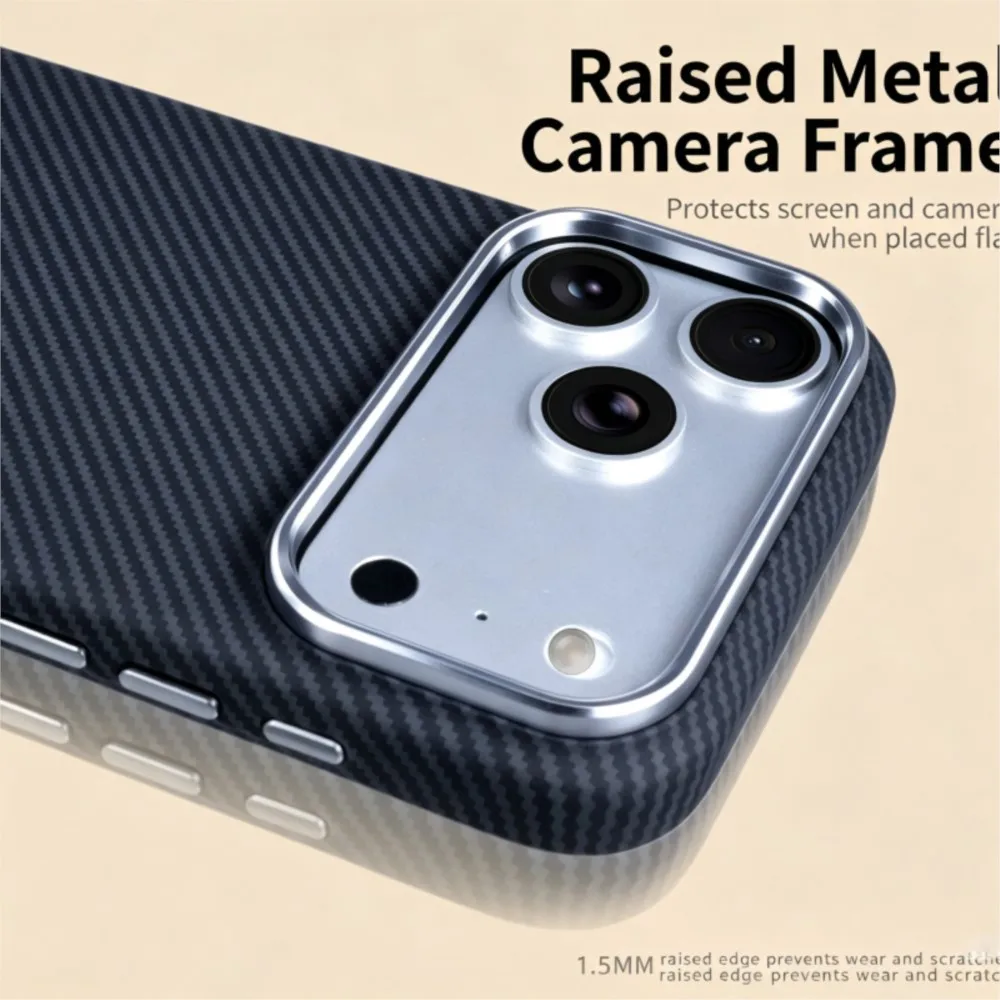 Premium Kevlar Carbon Fiber Magnetic Case - Shockproof Wireless Charging Cover