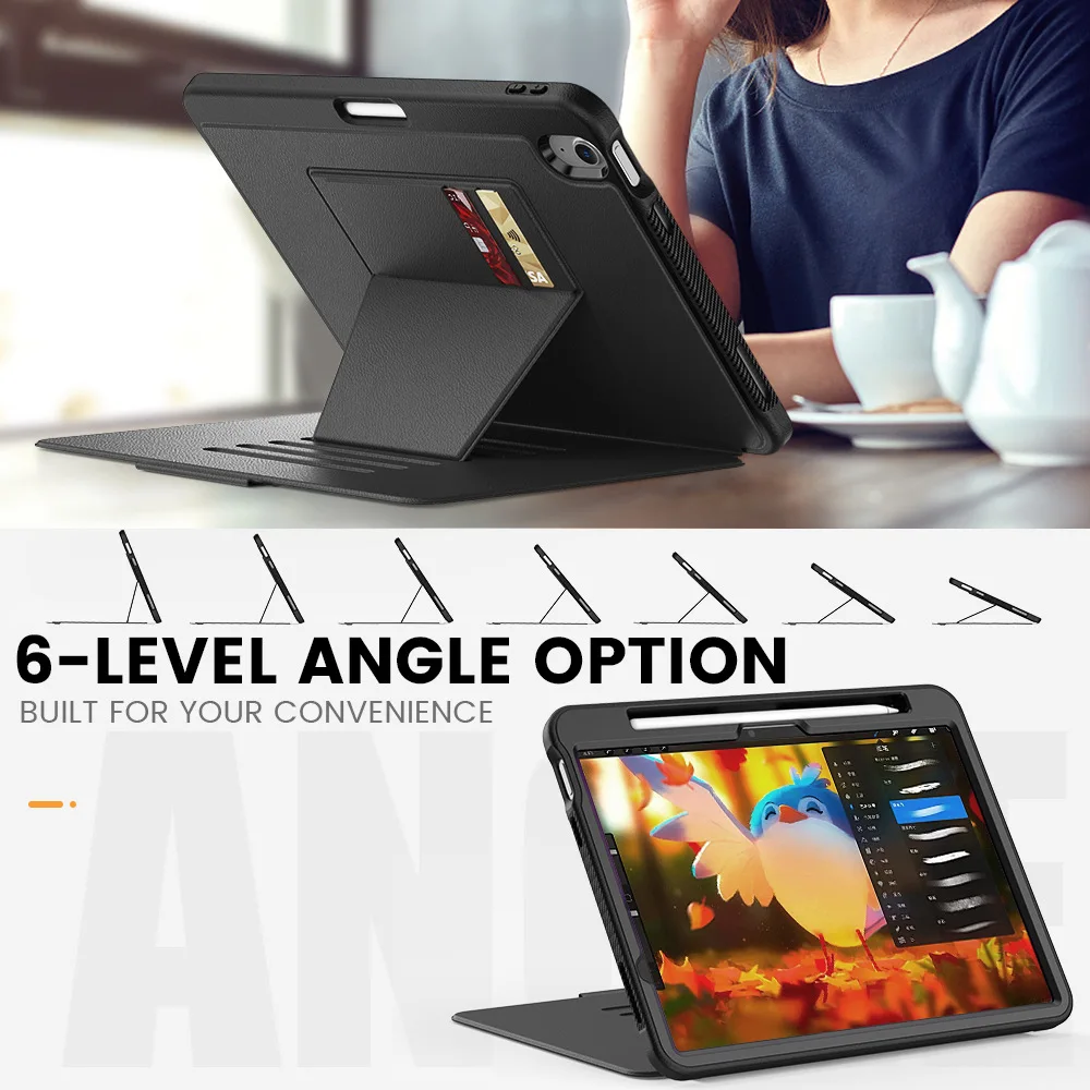 Shockproof Rugged Tablet Case with Multi-Angle Kickstand and PU Leather Finish