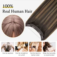 Extensions de cheveux en fil de cheveux humains réels Balayage brun foncé à brun châtain Invisible Transparent Remy ligne de poisson Extensions de cheveux 2