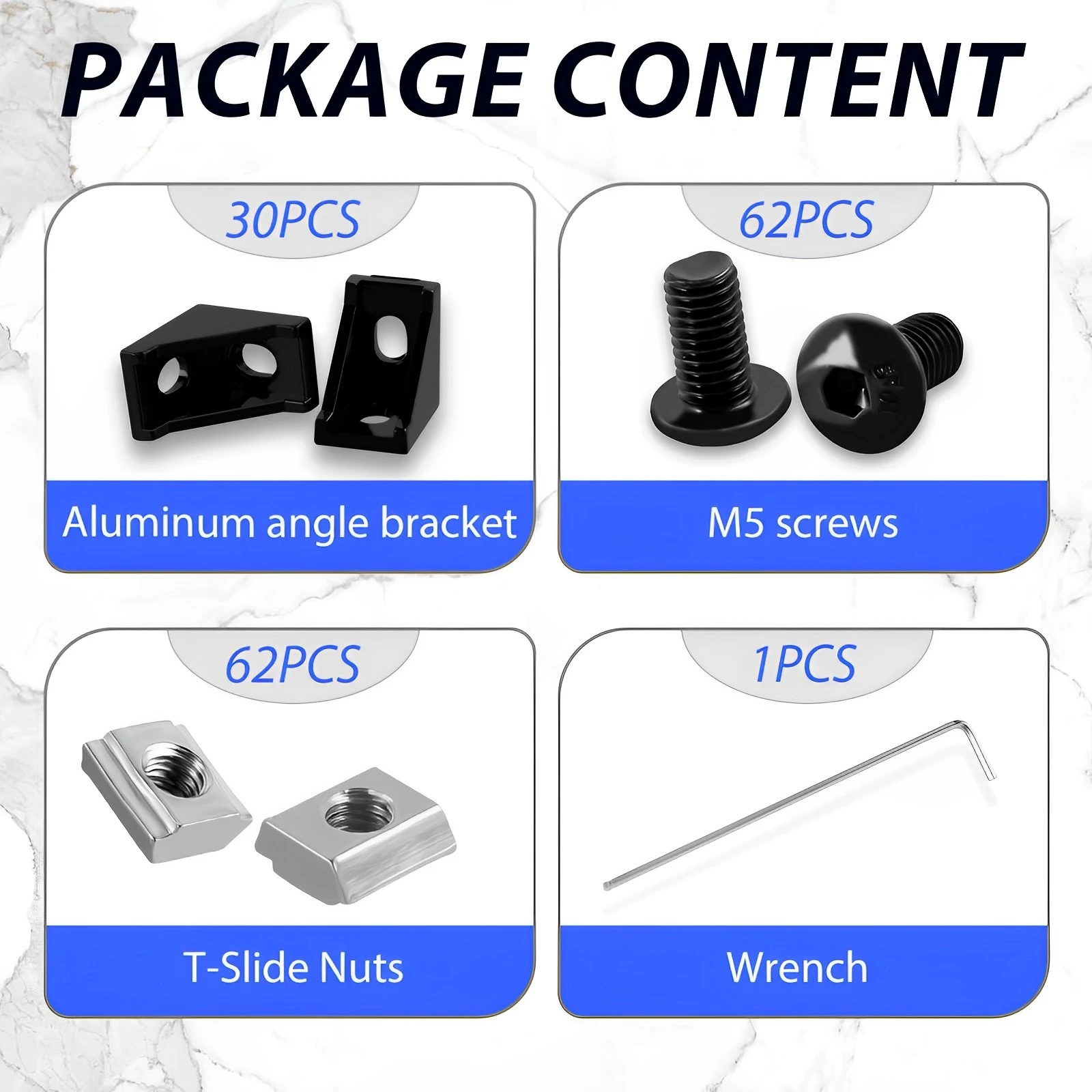 Aluminum Profile Connector Kit Multipurpose European Standard Corner Bracket Connector Set with 30pcs Corner Bracket