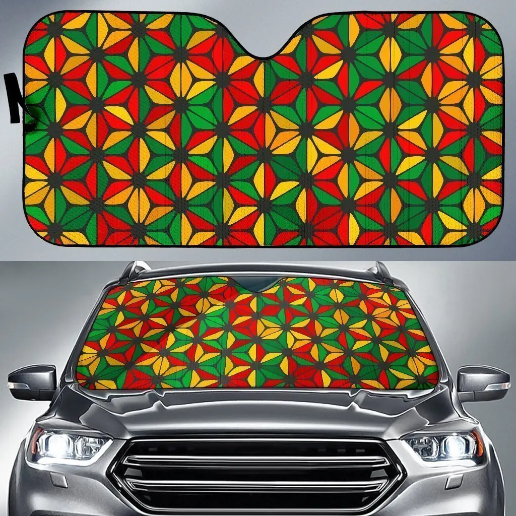 

Geometric Reggae Pattern Print Car Sun Shade