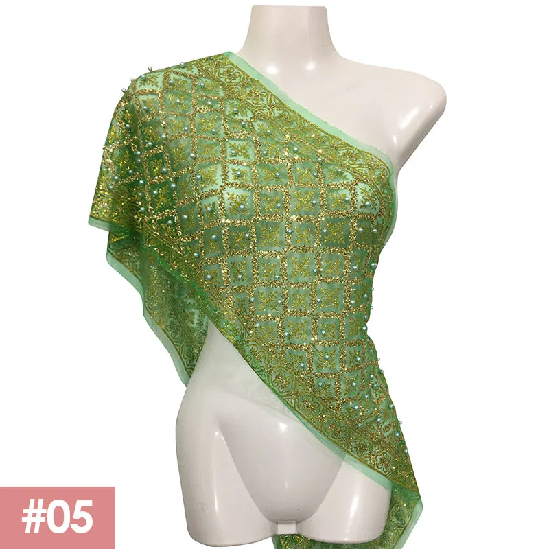 Thai Traditional Costume Women Beads Lace Shawl Glitter Scarf Mesh Wrap Cape Girls Southeast Ethnic Holiday Travel Wrap Scarf