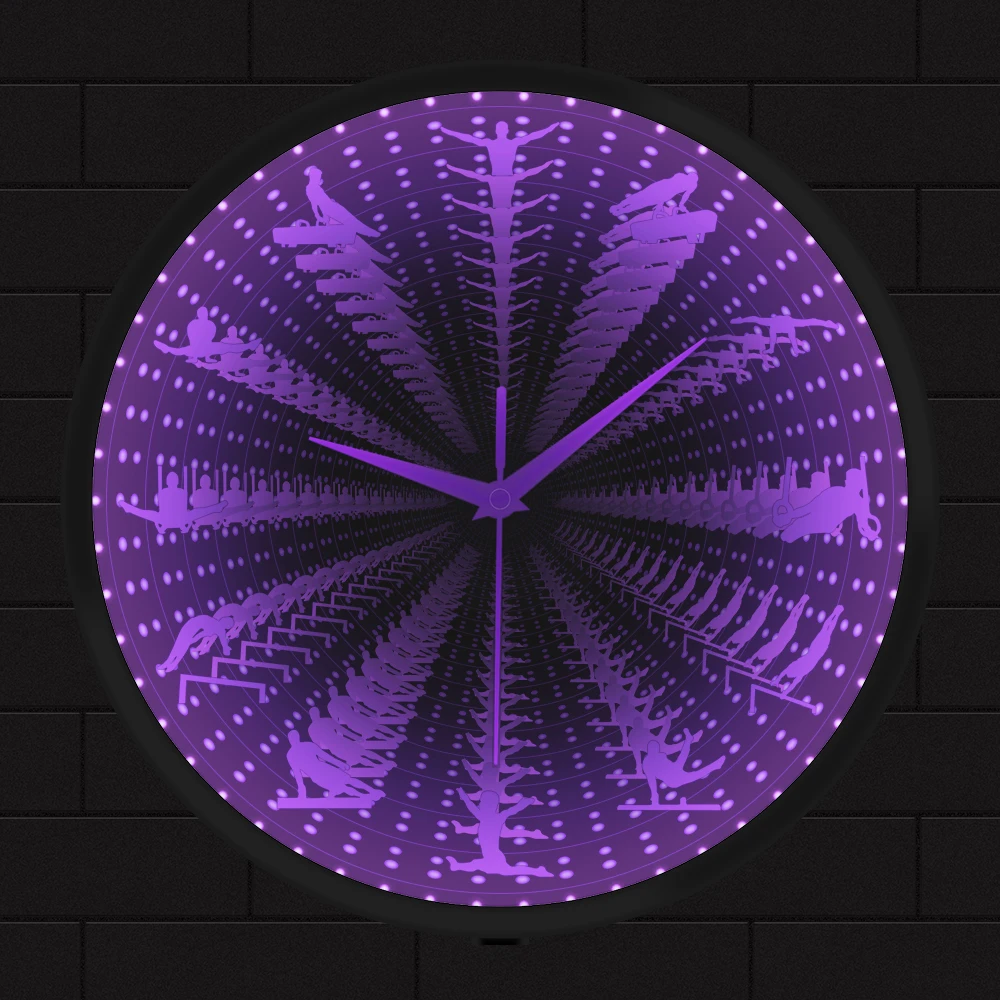 

Мужские гимнастические настенные часы с подсветкой, мужские гимнастические домашние украшения для гостиной, интерзвездные зеркальные бесконечные Светящиеся в темноте настенные часы