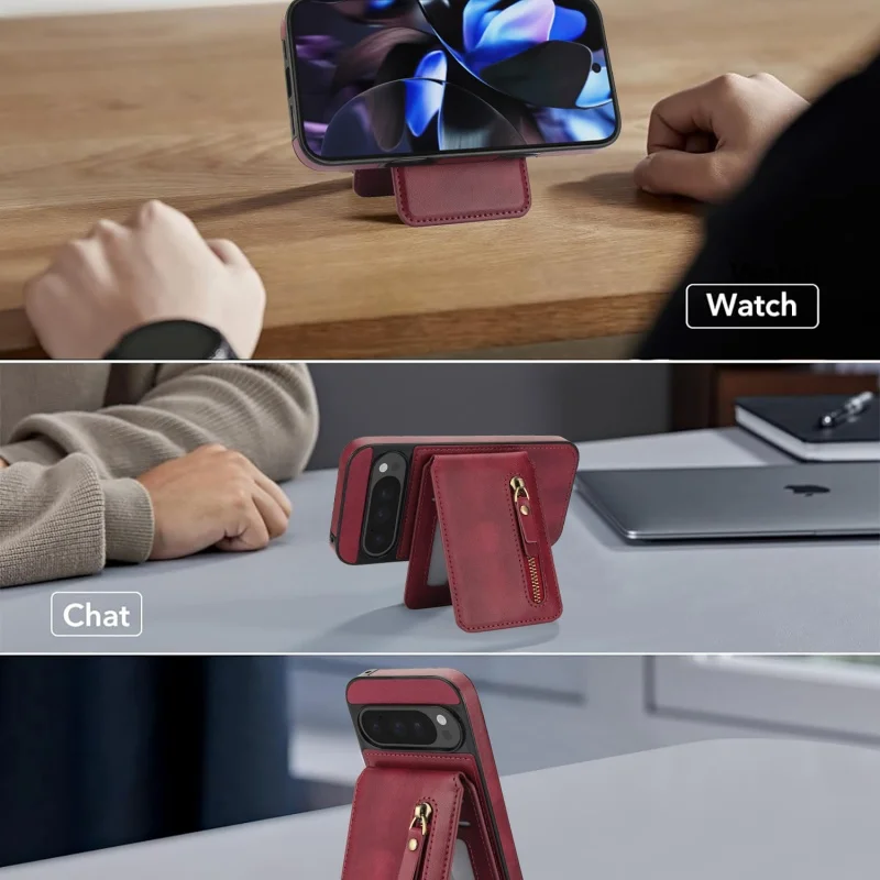 Magnetic Leather Wallet Phone Case with Detachable Card Slot Cover