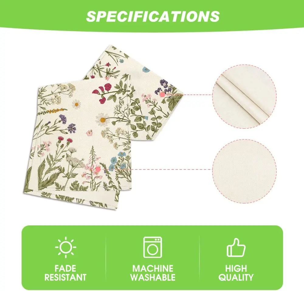 Spring Daisy Flowers Linen Table Runner Dresser Scarf Table Decor Farmhouse Kitchen Dining Table Runners for Wedding Party Decor 6