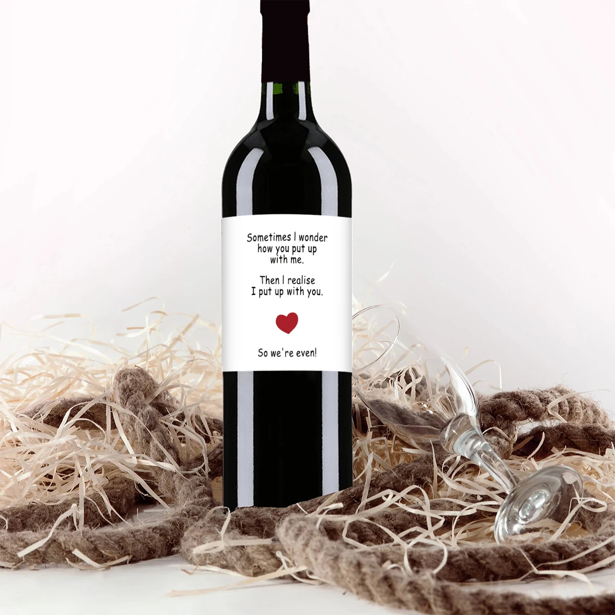 4-Pack Humorous Wine Bottle Stickers – “We Put Up With Each Other” Novelty Self-Adhesiv... - SKU HWBS1750 - UGI Pack...