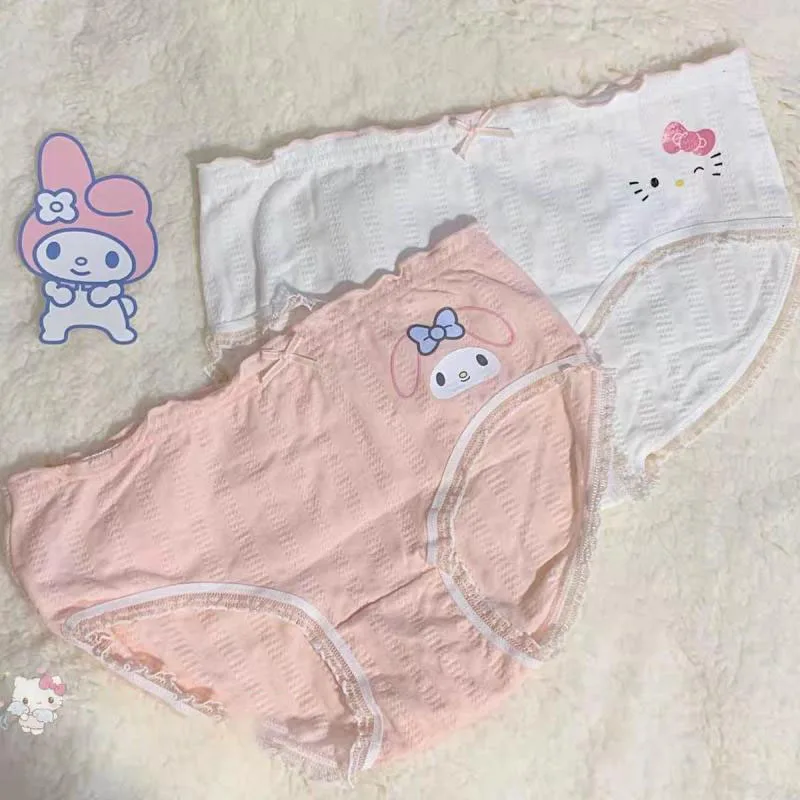 

New Melody Hello Kitty Sanrio Kawaii Anime Underwear Thin Simple Breathable Cute Cartoon Cotton Briefs Christmas Gift Girls Toys