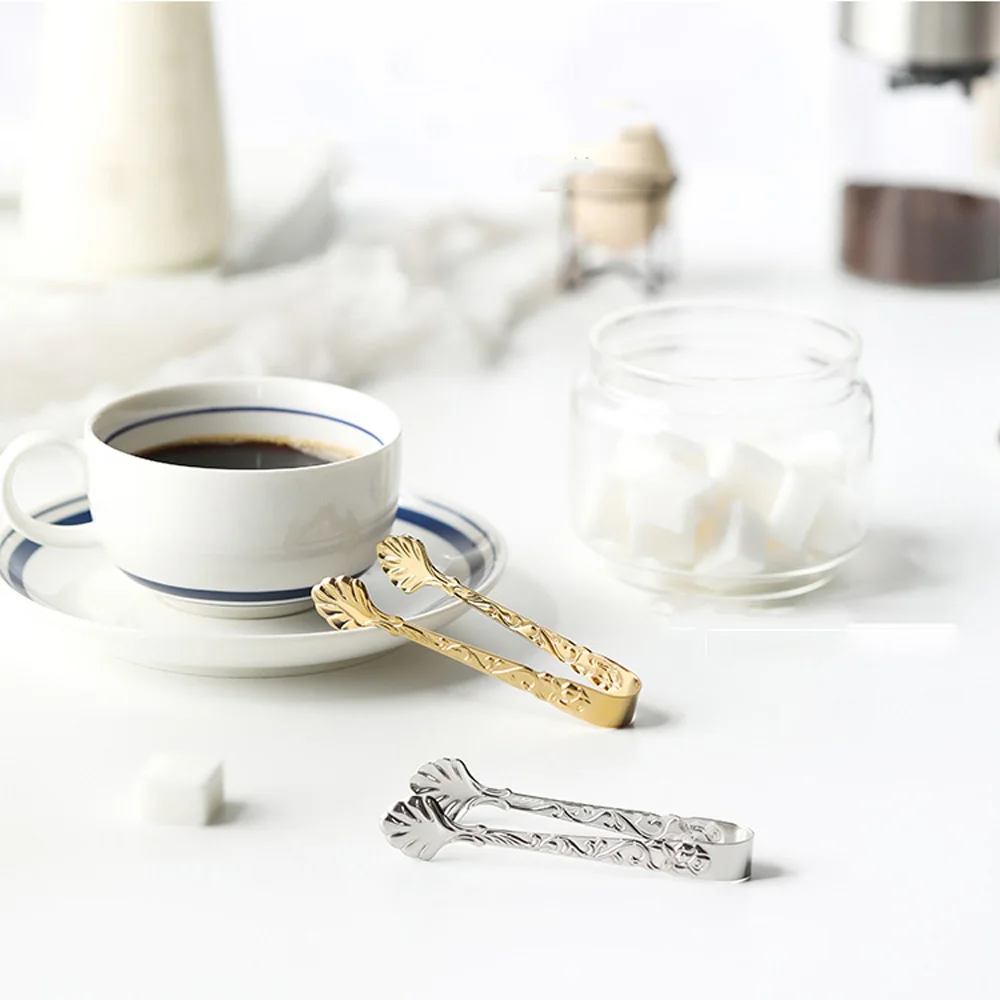 Stainless Steel Tongs Mini Stainless Steel Ice Tongs Small Gold Silver Color Cube Sugar Tongs Multifunctional Practical Food Serving Clip