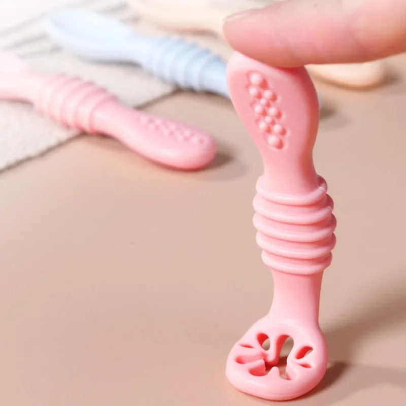 Silicone feeding set 2PCS baby spoon fork set soft silicone sticky spoon children cutlery training kids feeding tableware kitchen accessories
