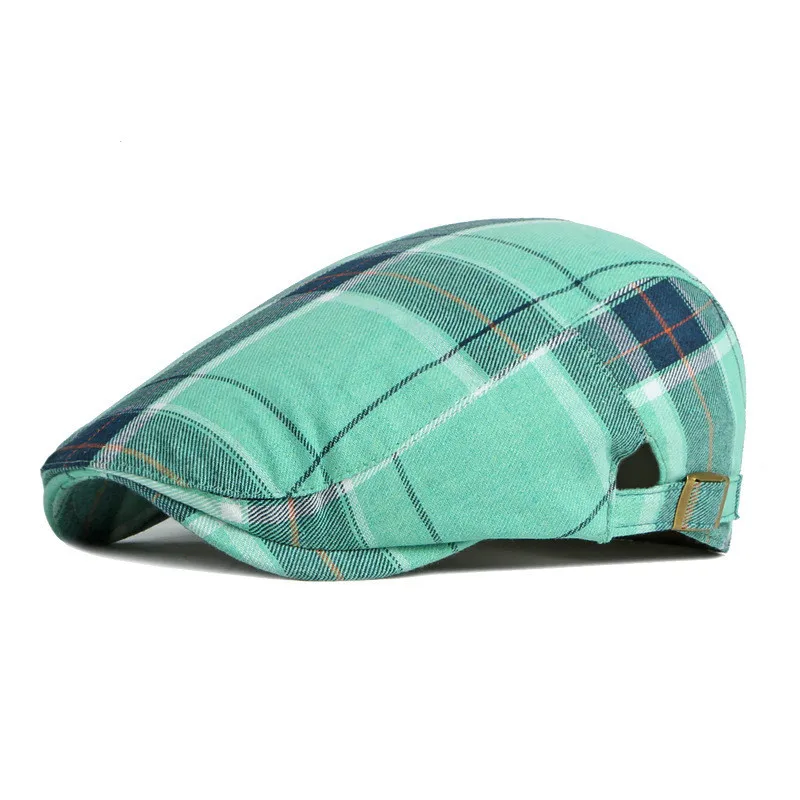 Four Seasons Fashion Joker Polyester Plaid Newsboy Caps Men Flat Peaked Cap Women Painter Beret Hats 12 beret hat newsboy cap newsboy hat