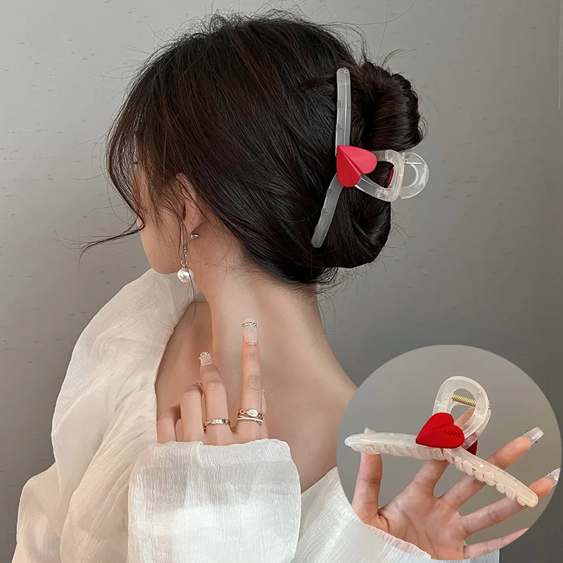 2022 New Women Elegant Heart Claw Clips Plastic Hair Claw Large Size Hairpins Crab Hair Clips Fashion Hair Accessories Ornaments smart watch men 2022 led screen blood pressure heart rate fitness tracker intelligent bracelet women smartwatch for xiaomi ios