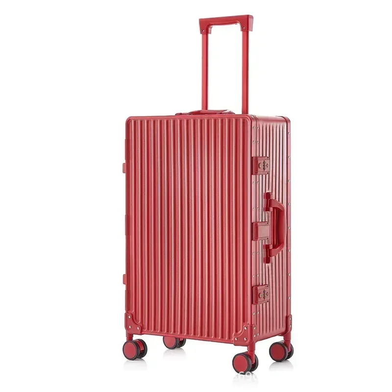 Caja de barra de tracción de rueda Universal silenciosa para equipaje, Maleta de transporte abierta, caja de embarque de 20, 24, 26, 28 pulgadas, marco de aluminio de viaje