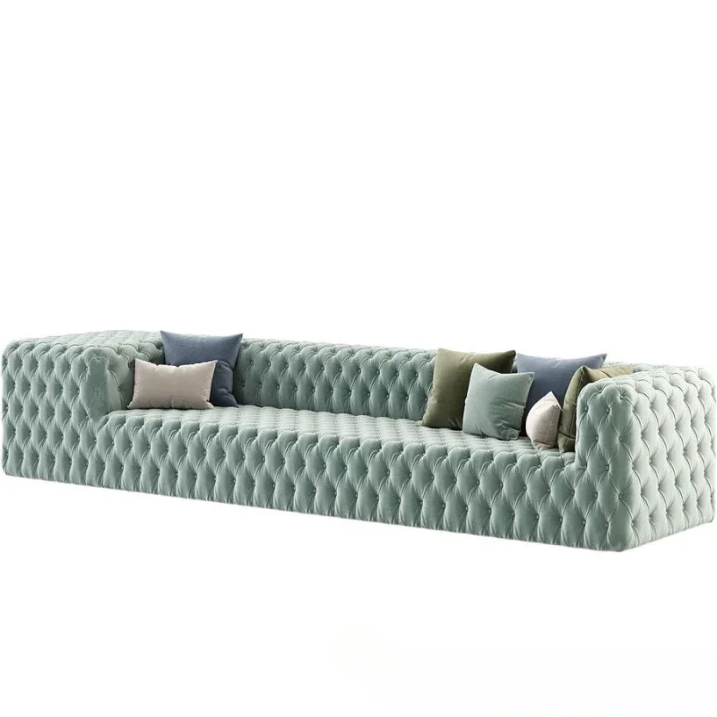 

Modern luxury zipper bean green velvet sofa living room villa