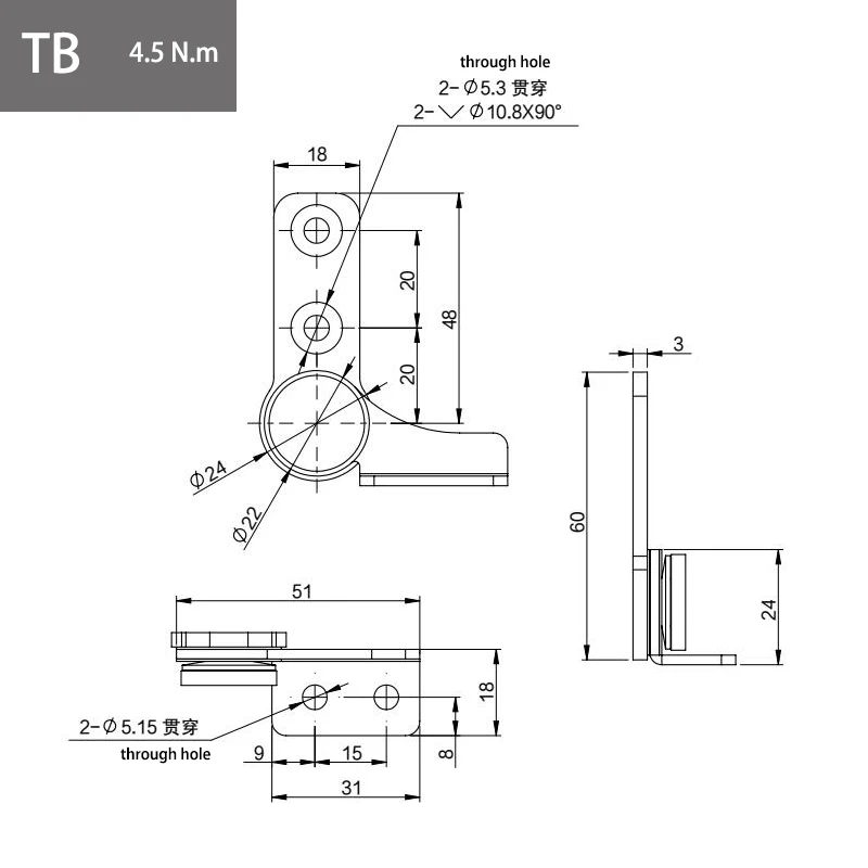 Stainless Steel Hinges 304 Stainless Steel Damping Hinge with Non Adjustable Torque Stop Mechanism Positioning Support for Medical Equipment