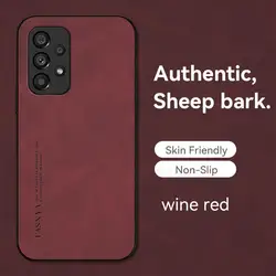 Premium Sheepskin Leather Phone Case - Elegant Back Cover for A04S (Wine Red)